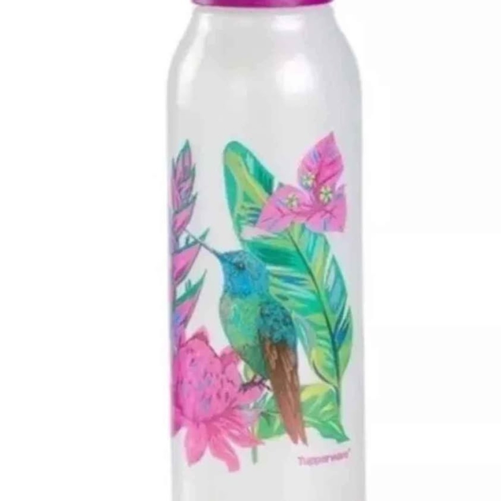 Tupperware Hummingbird Bottle with Pink and Green